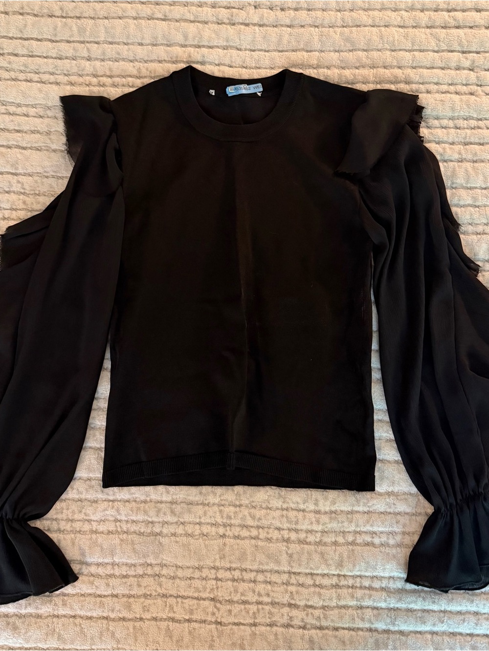 Zara Combination Knit Top with Ruffle Organza Sleeves